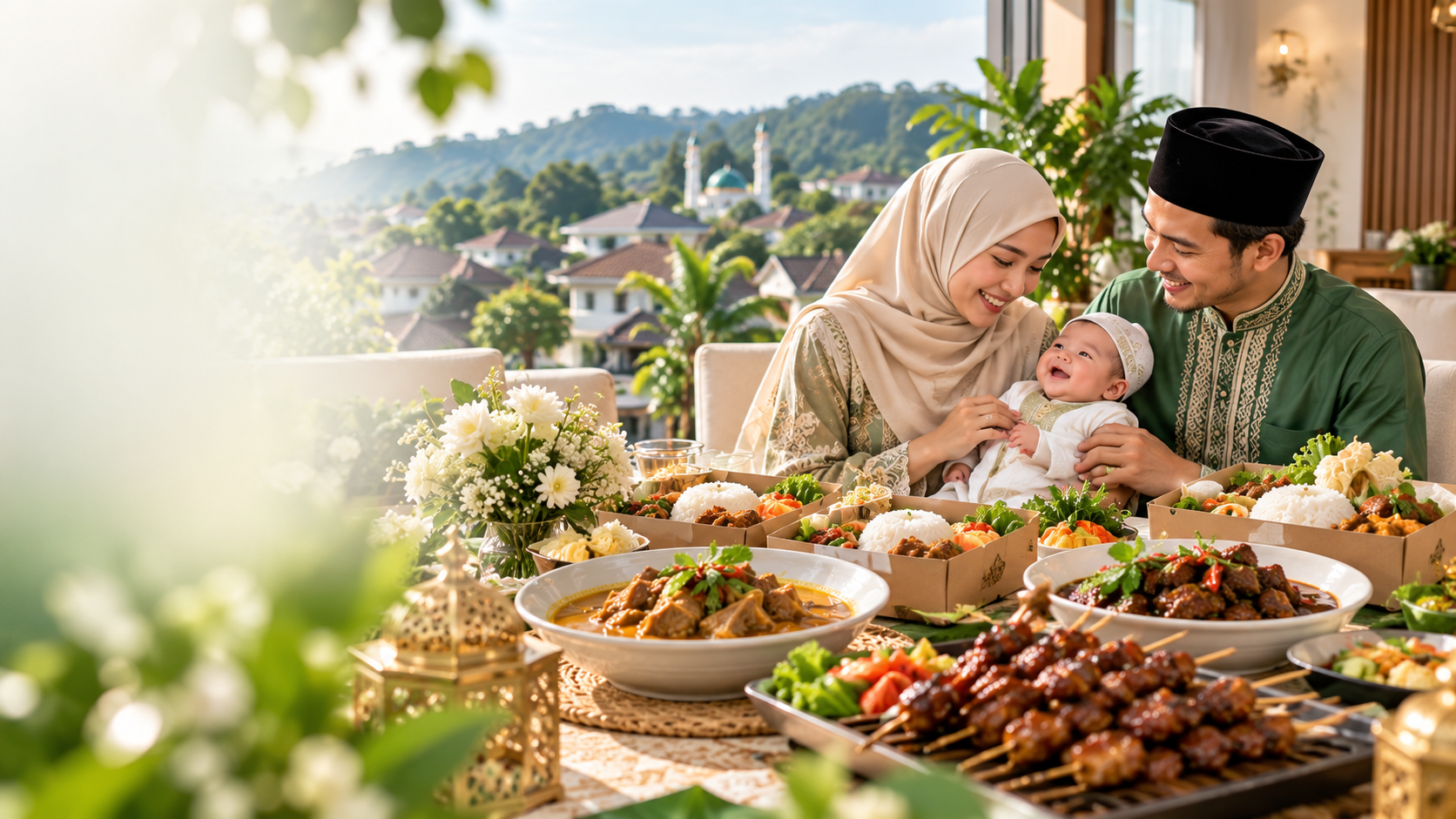 Keluarga dan hidangan aqiqah di Limo Depok
